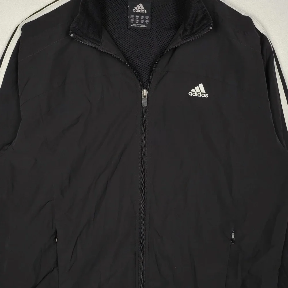 Adidas Climaproof Full-Zip Windbreaker Jacket Black XL 3-Stripe Mesh Lined